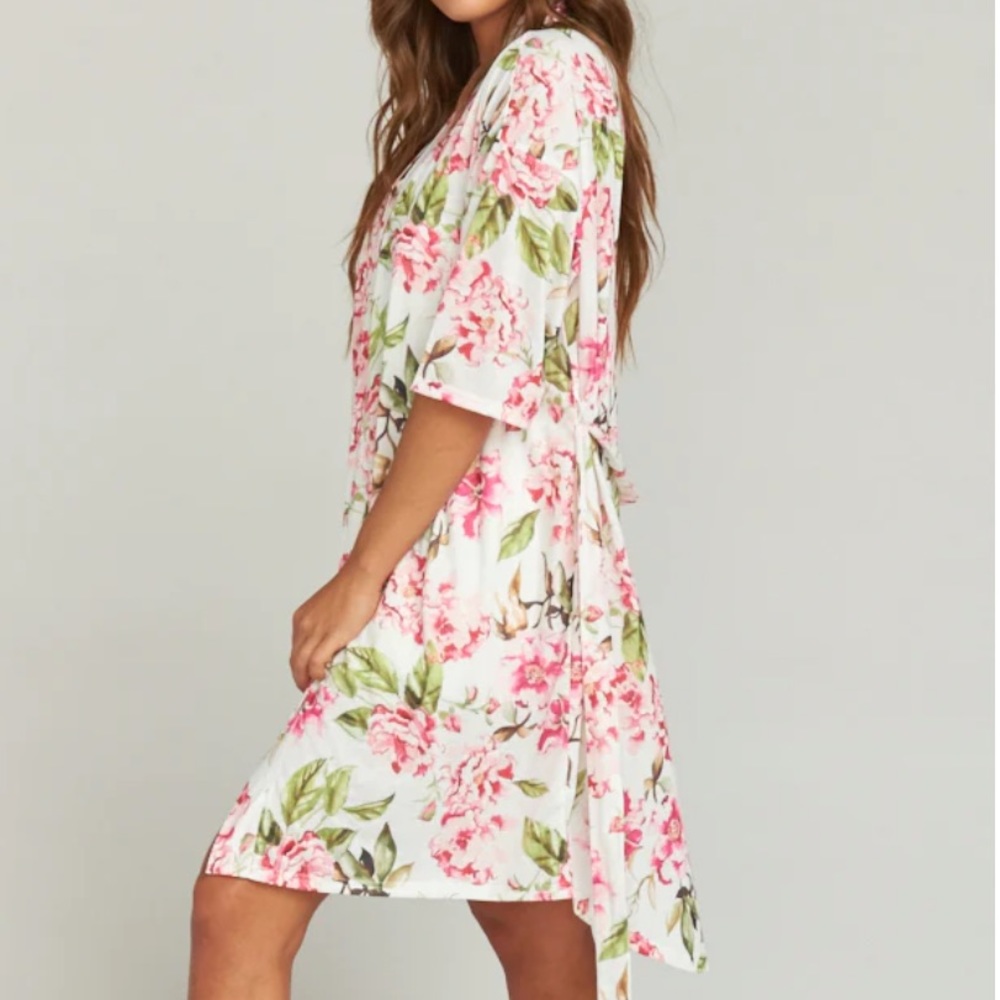 Show Me Your Mumu Brie Floral Robe Print Belted Short Sleeve One Size fits most.